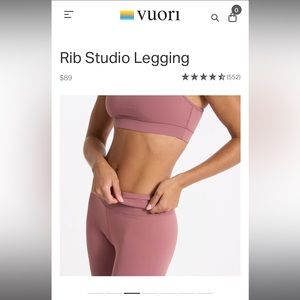 NWT Vuori Studio Rib Legging size medium- Desert Rose color.